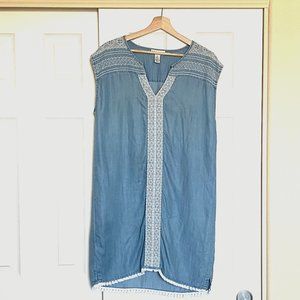 Neiman Marcus Blue Denim Chambray Dress Soft